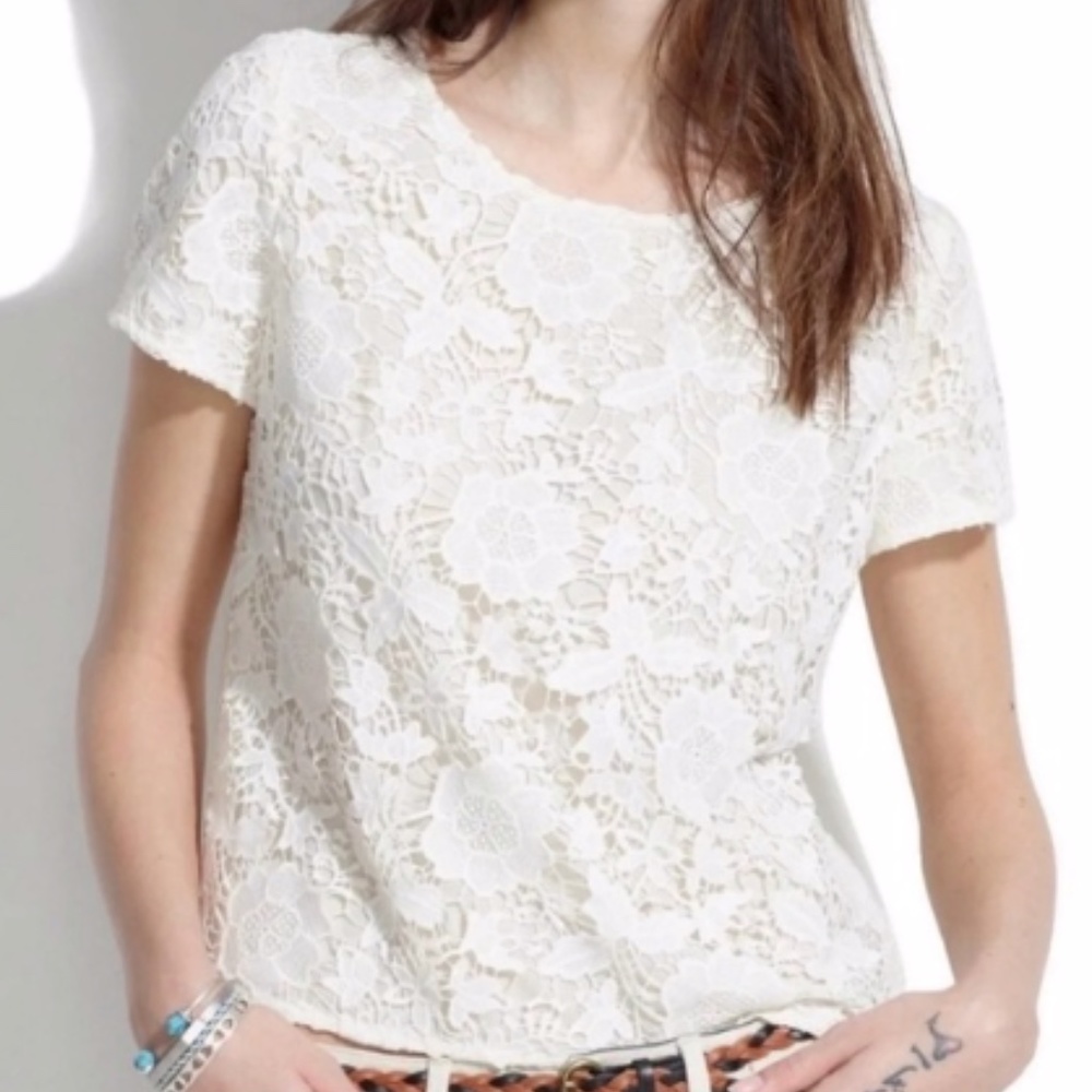 Madewell Meadow Lace Crochet Top in Ivory